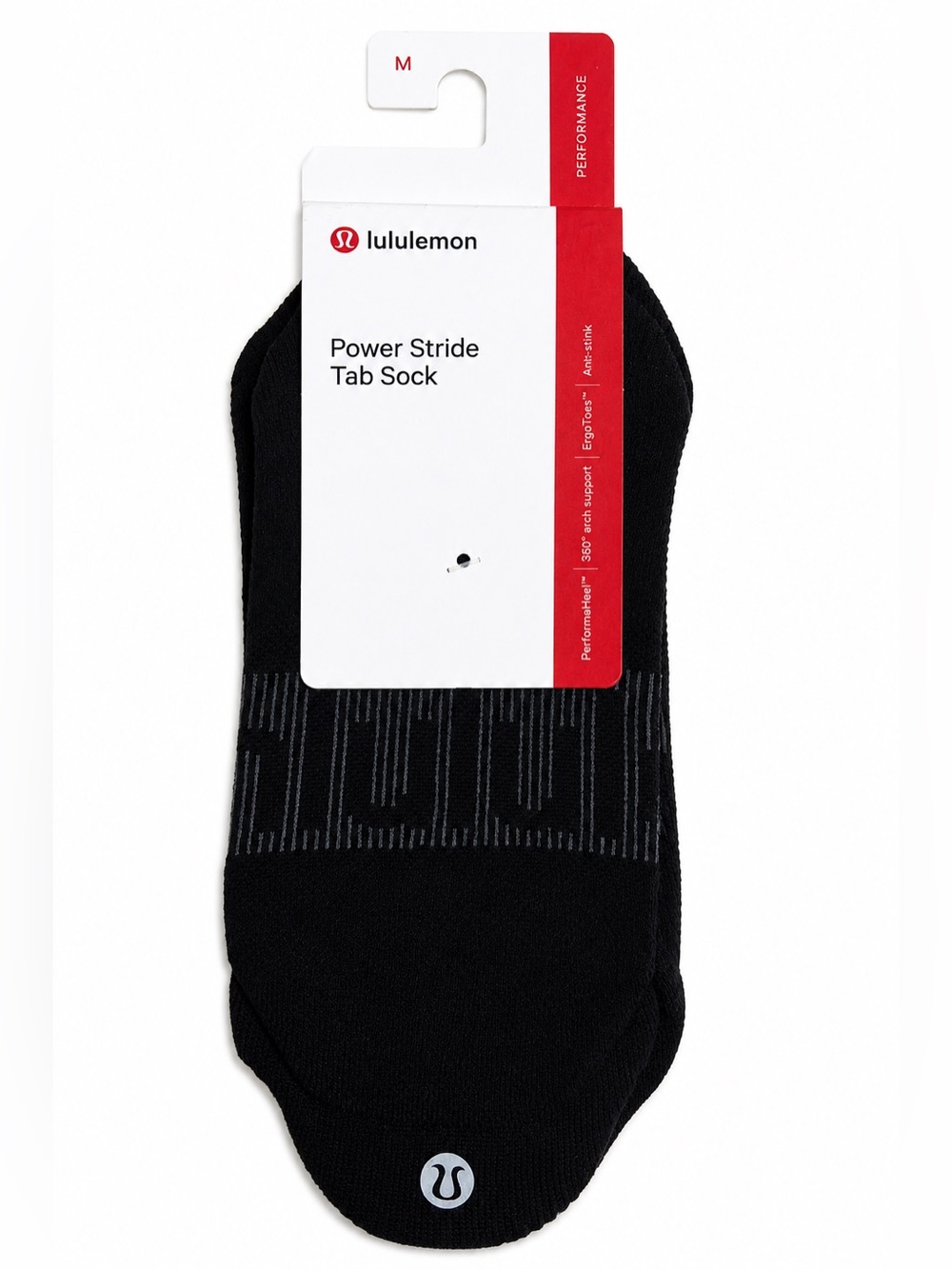 Lululemon Power Stride Tab Socks Black Size M NWT Anti-Stink Running Training